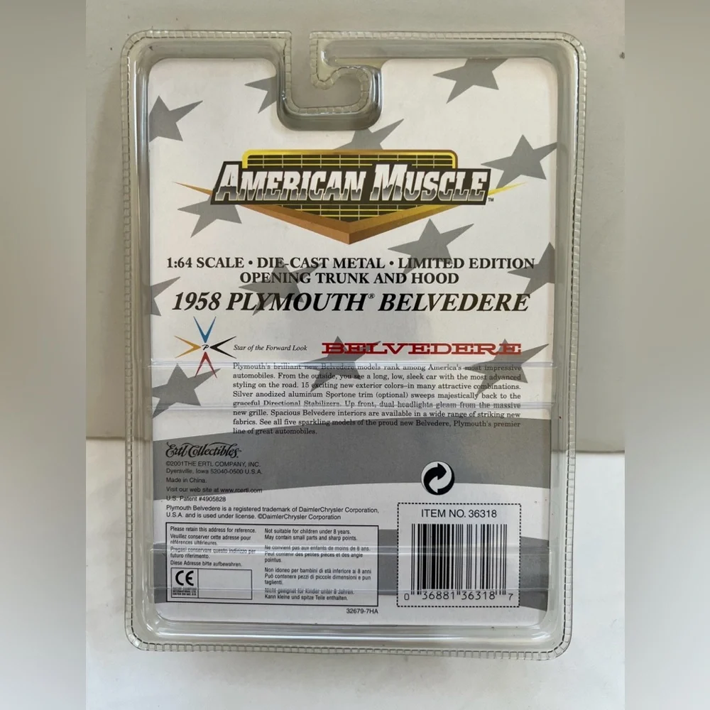 NEW Ertl 1958 Plymouth Belvedere American Muscle Car Die-Cast Metal Limited Ed